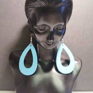 Afrocentric Earrings / Hand Painted Earrings / Wooden Earrings / Bluer Earring